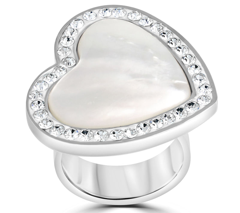 Steel by Design Mother-of-Pearl & Crystal HeartRing — Main view