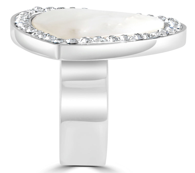 Steel by Design Mother-of-Pearl & Crystal HeartRing — View 2