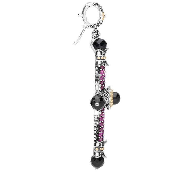 Barbara Bixby Two-Tone Onyx & Rhodolite Cross Enhancer — View 5