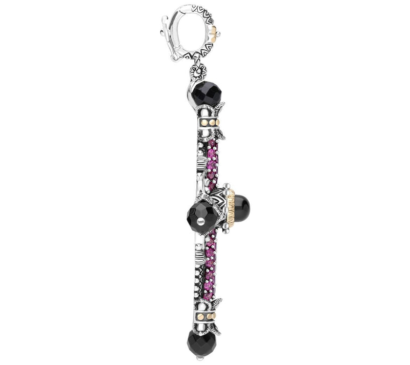 Barbara Bixby Two-Tone Onyx & Rhodolite Cross Enhancer — View 4