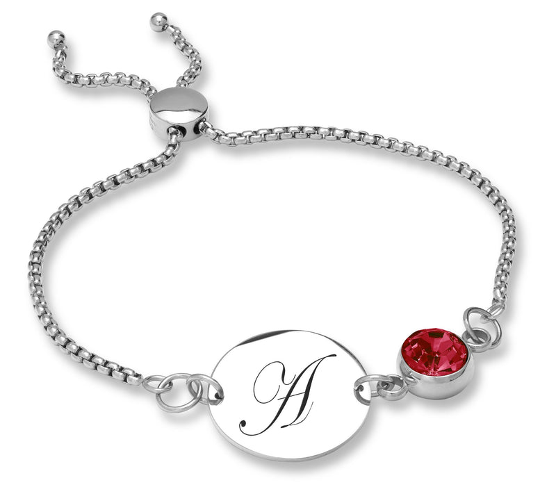 Steel By Design Initial Disc & Crystal Birthstone Bracelet — View 19