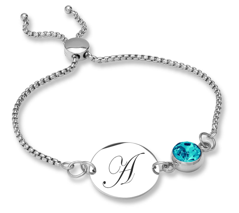 Steel By Design Initial Disc & Crystal Birthstone Bracelet — View 5