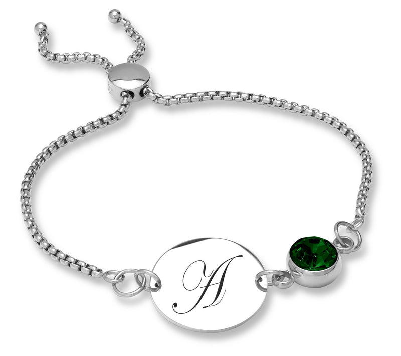 Steel By Design Initial Disc & Crystal Birthstone Bracelet — View 11