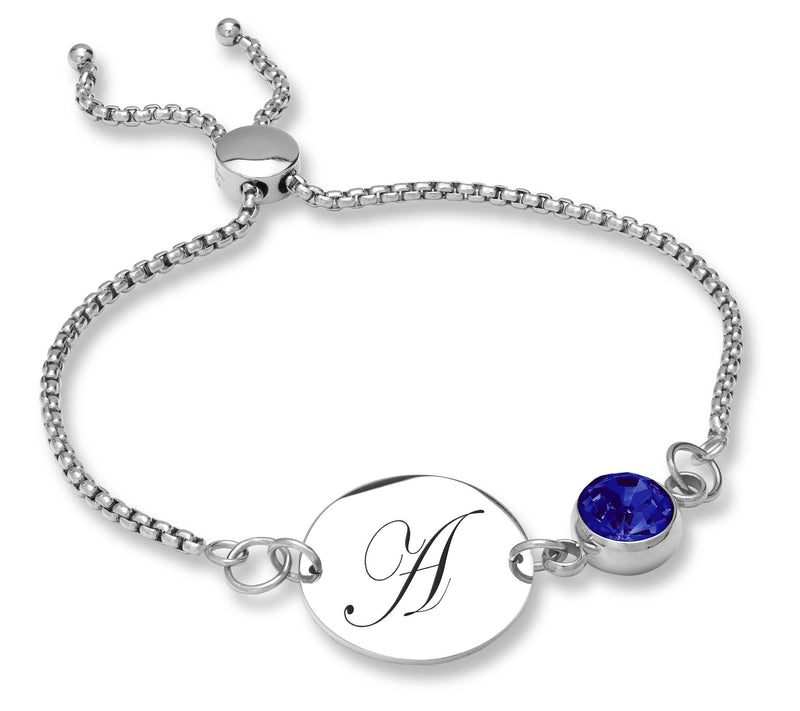 Steel By Design Initial Disc & Crystal Birthstone Bracelet — View 23