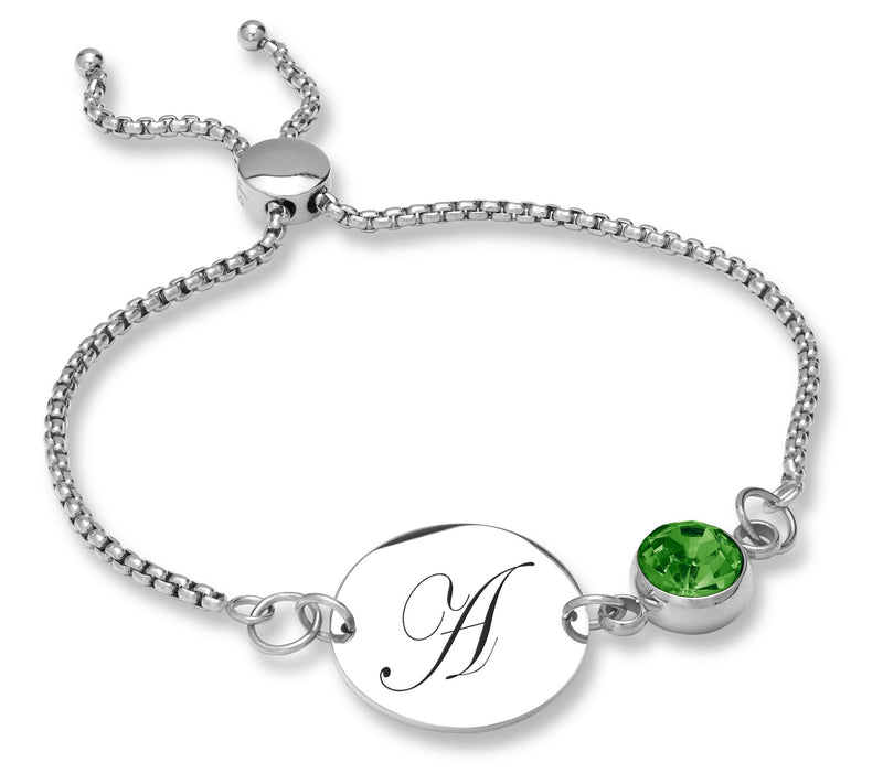 Steel By Design Initial Disc & Crystal Birthstone Bracelet — View 17