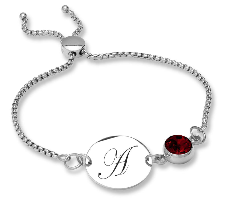 Steel By Design Initial Disc & Crystal Birthstone Bracelet — View 9