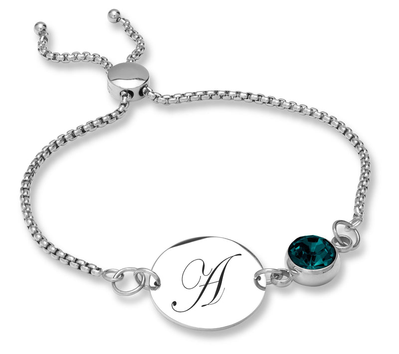 Steel By Design Initial Disc & Crystal Birthstone Bracelet — View 15