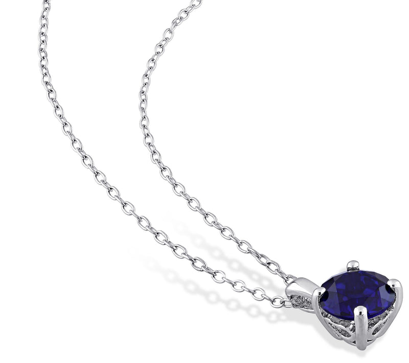 Sterling Silver Created Sapphire Earring & Necklace Set — View 4