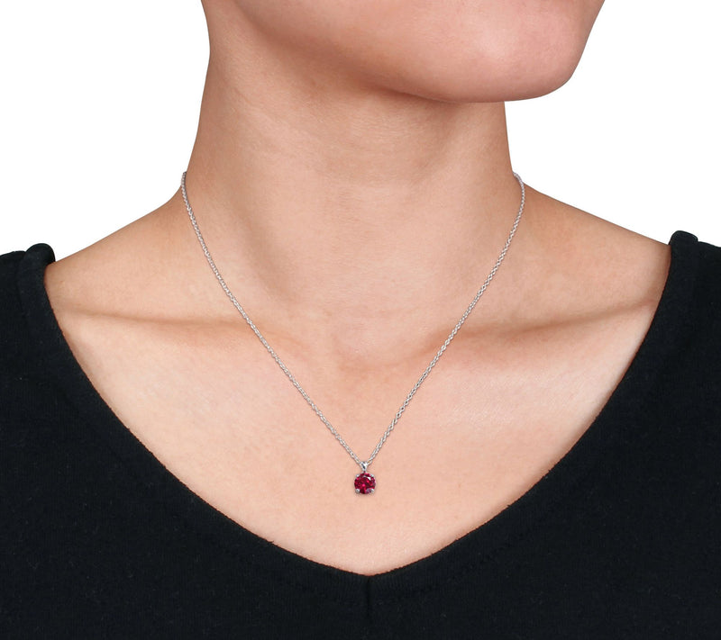 Sterling Silver 4.80 cttw Created Ruby Earring & Necklace Set — View 6