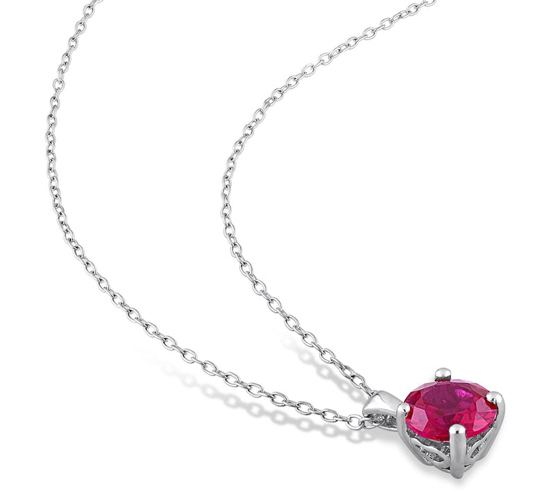 Sterling Silver 4.80 cttw Created Ruby Earring & Necklace Set — View 4