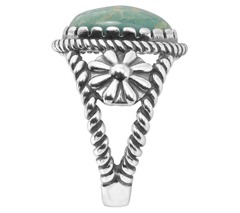 American West Sterling Silver Gemstone Concha R ing — View 8