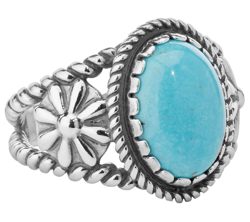 American West Sterling Silver Gemstone Concha R ing — View 5