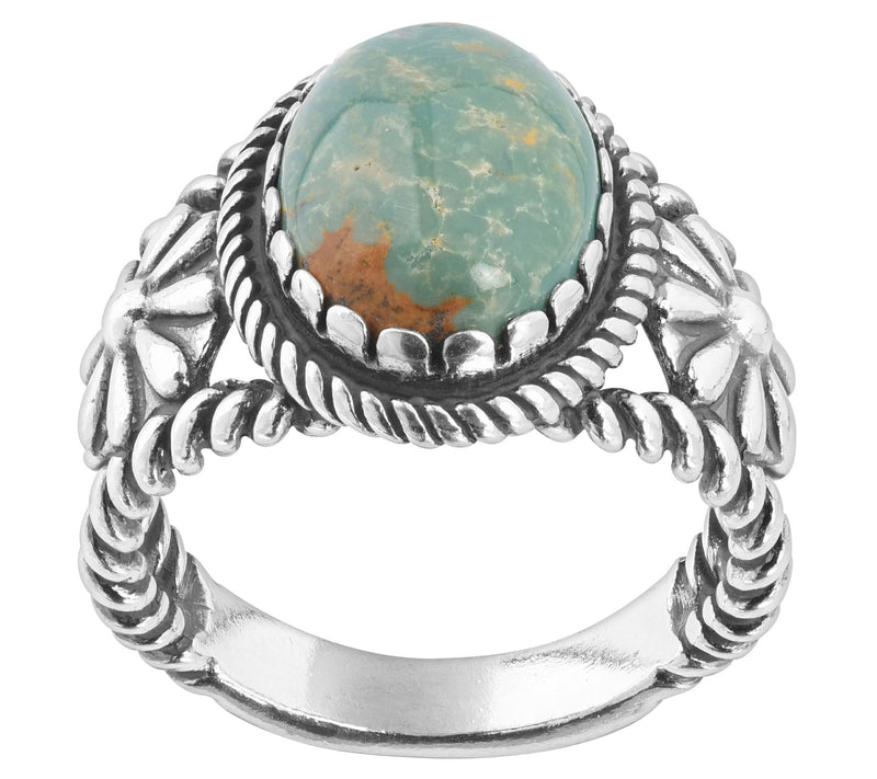American West Sterling Silver Gemstone Concha R ing — View 6