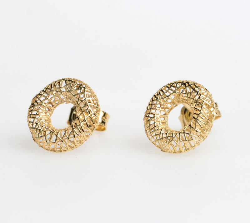 Alkeme 10K Gold Hollow Mesh Circle Stud Earring s — Main view