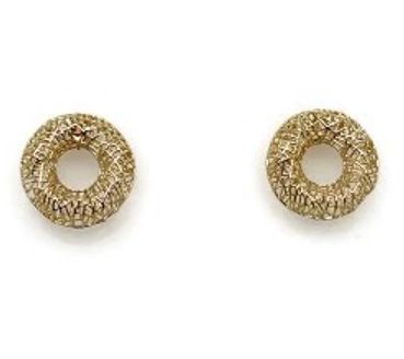Alkeme 10K Gold Hollow Mesh Circle Stud Earring s — View 3