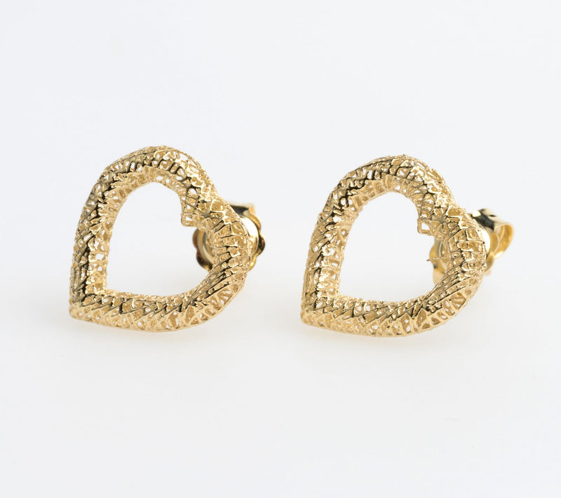 Alkeme 10K Gold Wire Mesh Heart Stud Earrings — View 5