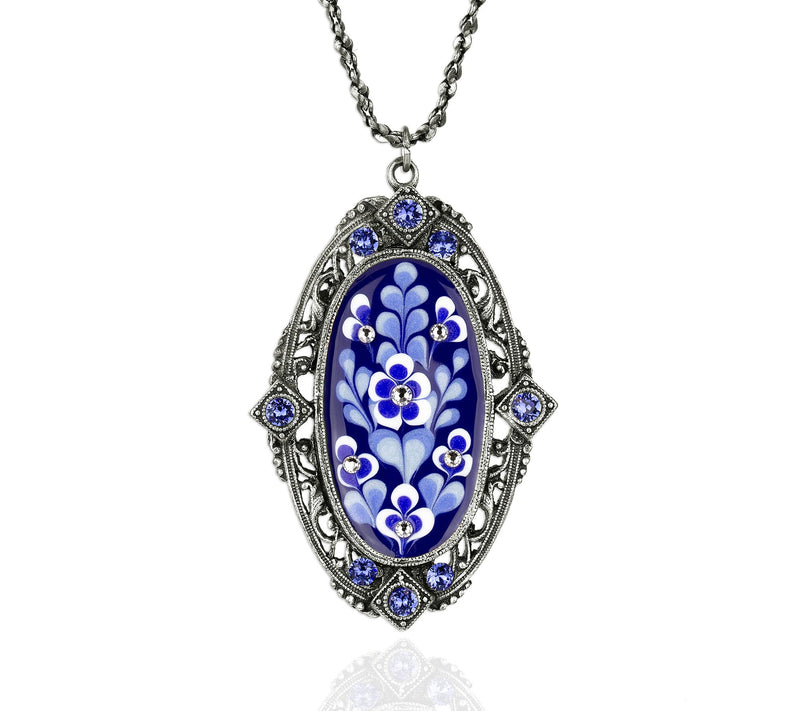 Anne Koplik Blue & White Crystal Pendant w/ Chan — Main view