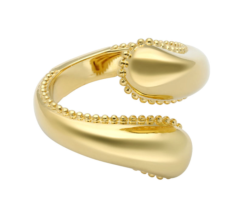 Elyse Ryan 14K Gold Clad Beaded Bypass Ring — Main view