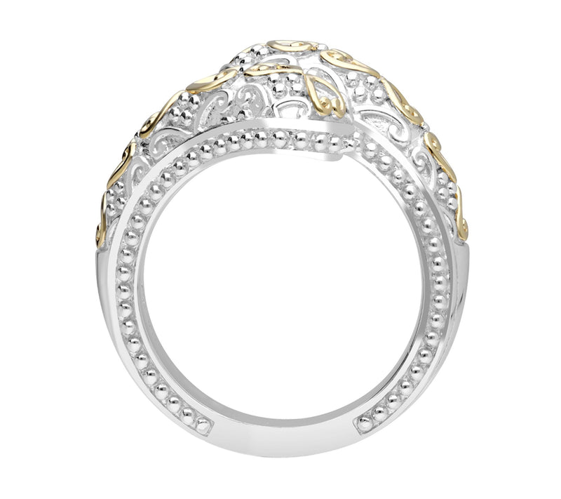 Elyse Ryan Two-Tone Sterling Heart Motif BypassRing — View 2