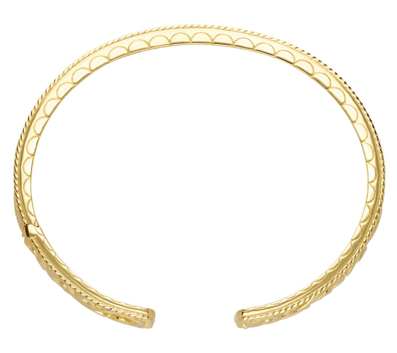 Elyse Ryan 14K Gold Clad Scroll Work Hinged Cuff — View 4