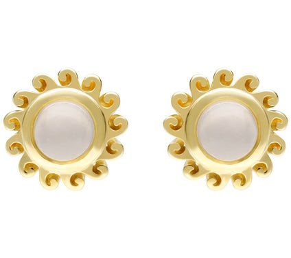 Goddaughters Silver 14K Gold Clad Moonstone SunStud Earrings