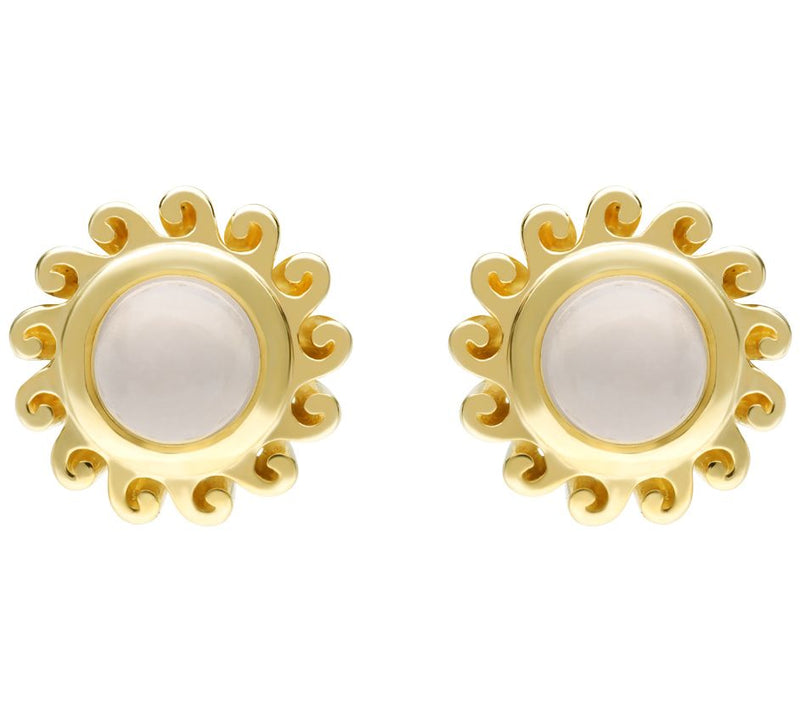 Goddaughters Silver 14K Gold Clad Moonstone SunStud Earrings — Main view