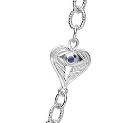 Goddaughters Sterling Silver Angel Eyes HeartNecklace — View 6