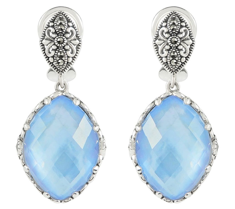 Suspicion Sterling Gemstone Doublet & MarcasiteEarrings — View 3