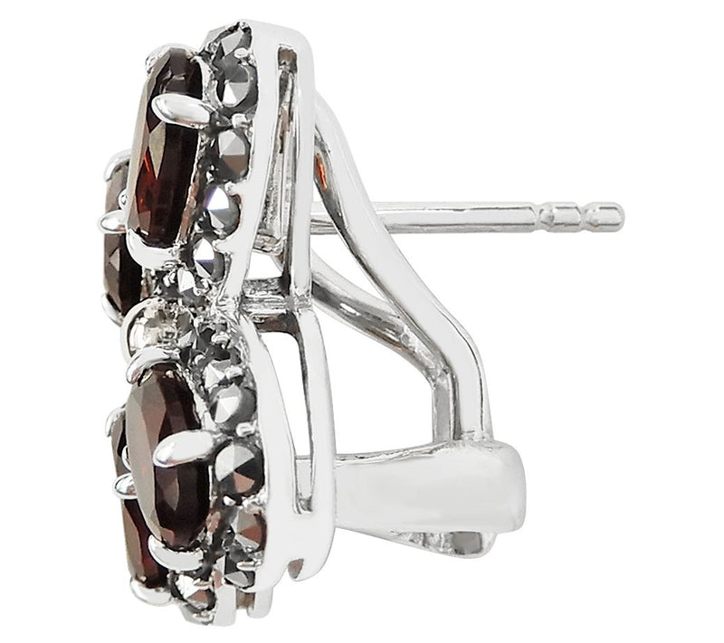 Suspicion Sterling Simulated Garnet & MarcasiteCross Earrings — View 4
