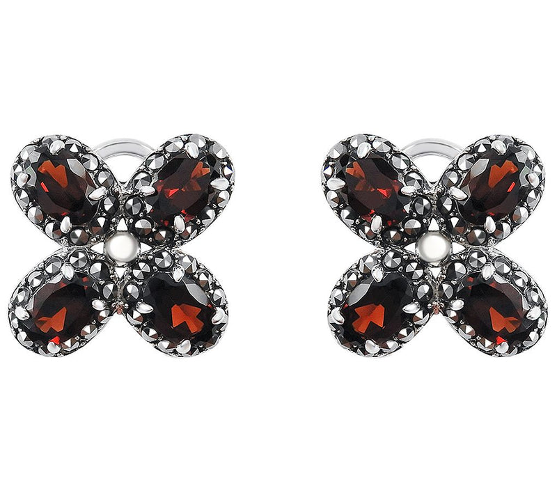 Suspicion Sterling Simulated Garnet & MarcasiteCross Earrings — View 3