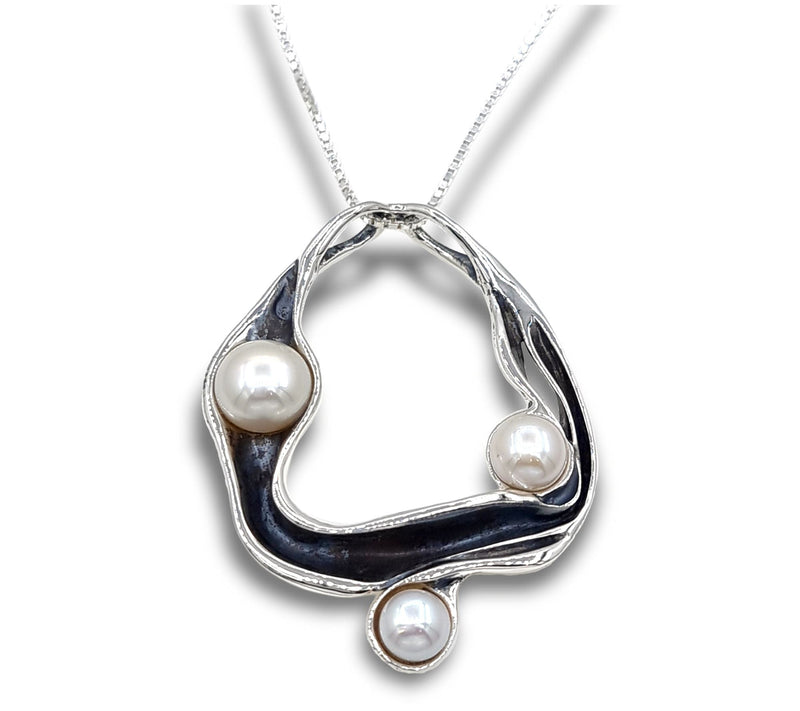 Hagit Cultured Pearl Sterling Silver Vortex Neclace — View 7