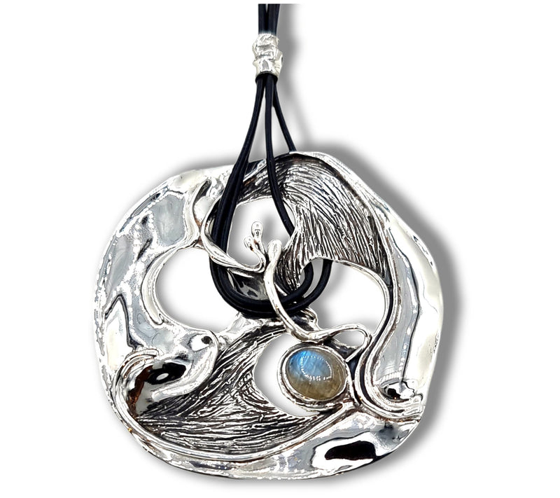 Hagit Sterling and Labradorite Statement Neckla ce on Leather — View 3