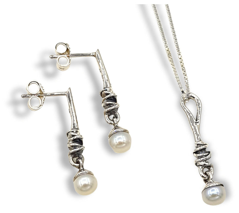 Hagit Cultured Pearl Earrings & Necklace Set,Sterling Silver — Main view