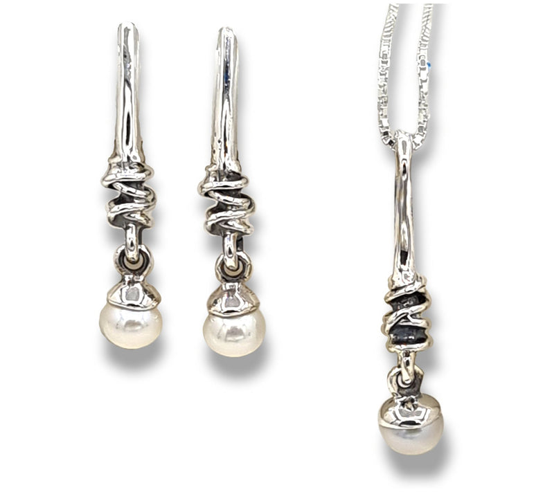 Hagit Cultured Pearl Earrings & Necklace Set,Sterling Silver — View 12