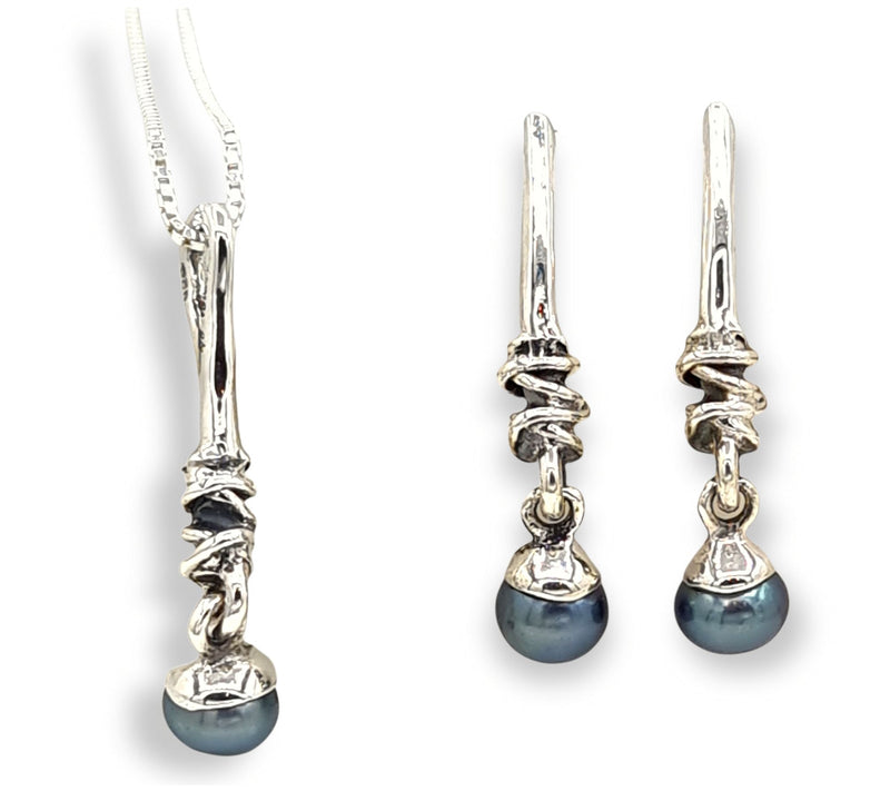 Hagit Cultured Pearl Earrings & Necklace Set,Sterling Silver — View 9
