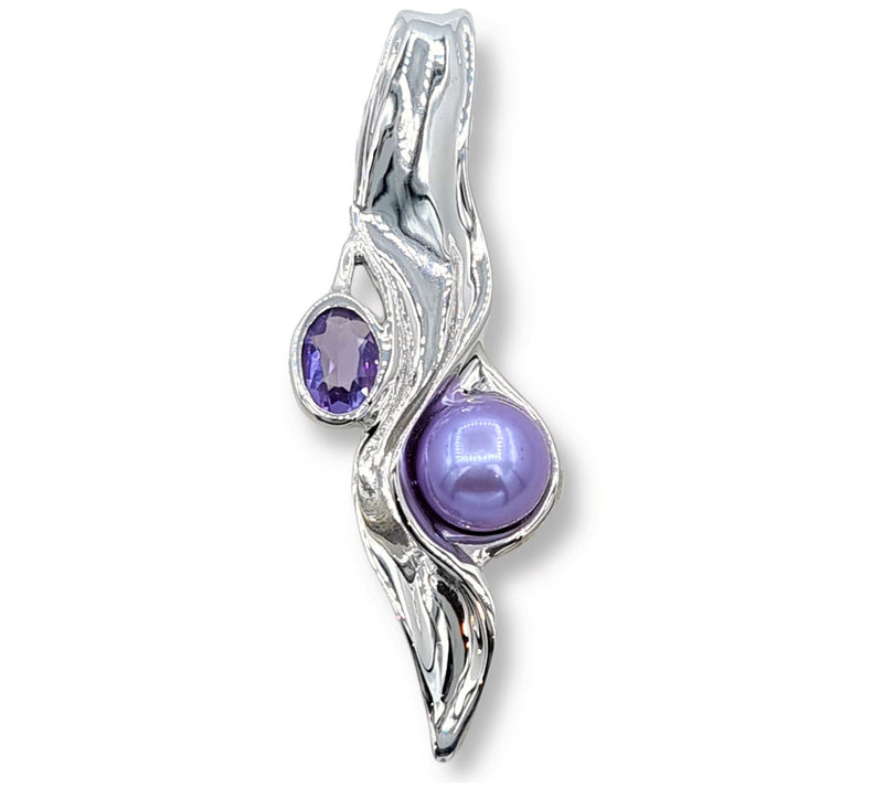 Hagit Sterling Silver Pendant with Cultured Pea rl & Gemstone — View 5