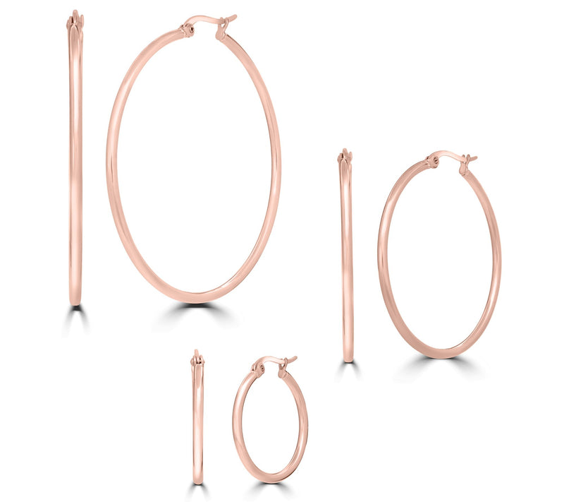 Steel by Design Set of 3 Wire Hoop Earrings — View 5