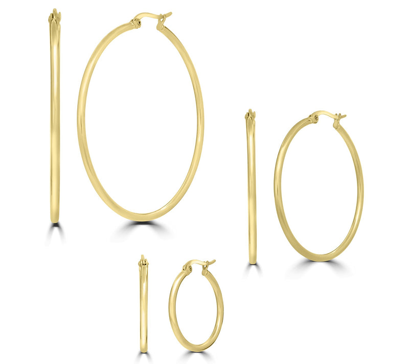 Steel by Design Set of 3 Wire Hoop Earrings — View 3
