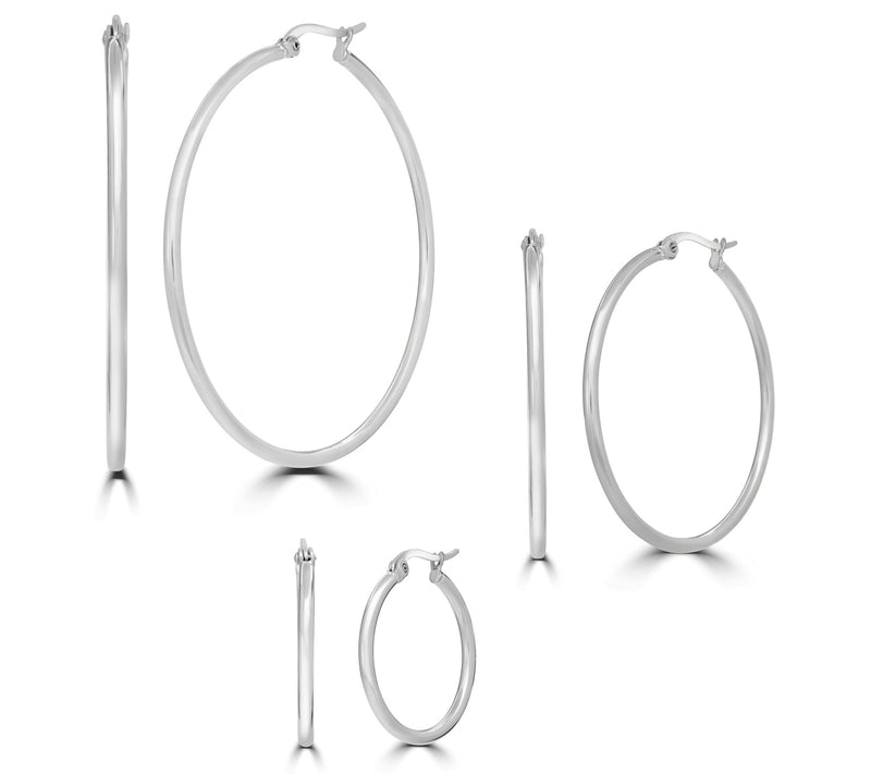 Steel by Design Set of 3 Wire Hoop Earrings — View 7