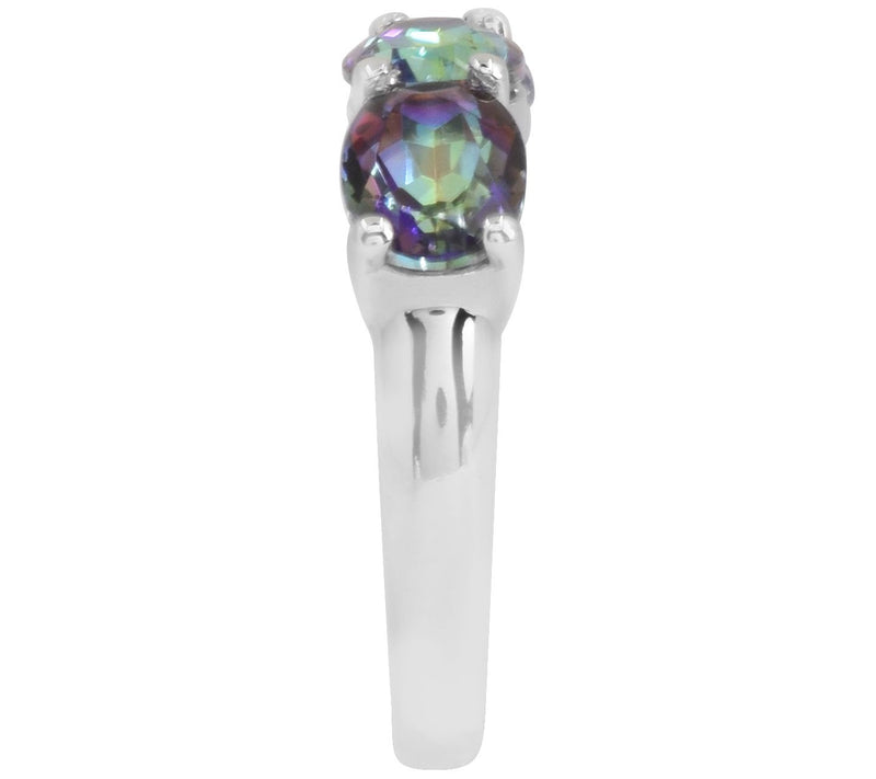 Blue Coated Quartz 3-Stone Ring, 925 Sterling — View 6