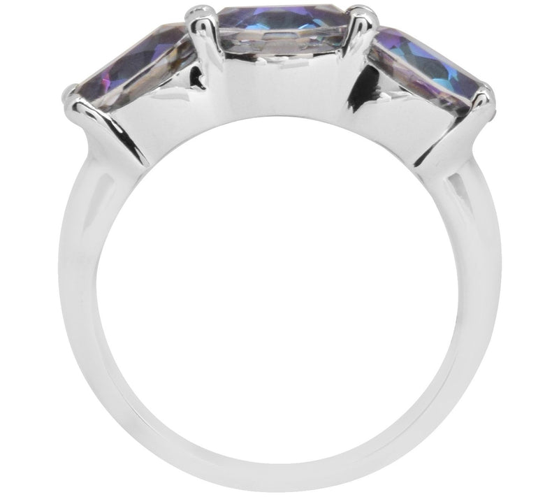 Blue Coated Quartz 3-Stone Ring, 925 Sterling — View 5