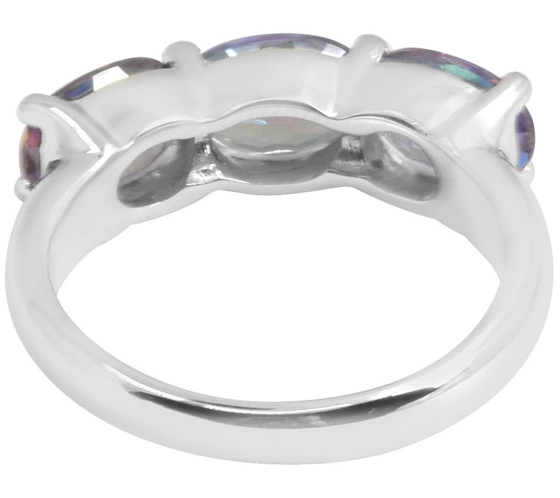 Blue Coated Quartz 3-Stone Ring, 925 Sterling — View 7