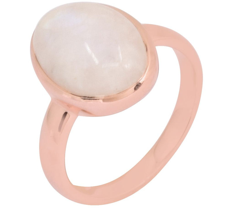 Affinity Gems 5.43 ct Oval Rainbow Moonstone Ri ng, Rosetone — View 3