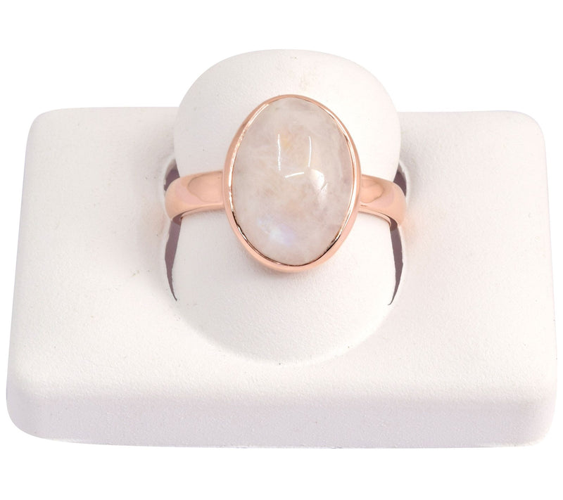 Affinity Gems 5.43 ct Oval Rainbow Moonstone Ri ng, Rosetone — View 4