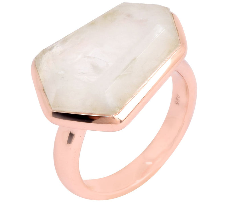 Affinity Gems 8.42 ct Hexagon Cut Rainbow Moonstone Ring, Rose — Main view