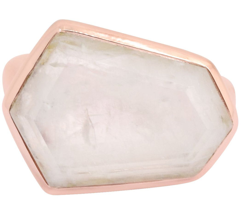 Affinity Gems 8.42 ct Hexagon Cut Rainbow Moonstone Ring, Rose — View 5
