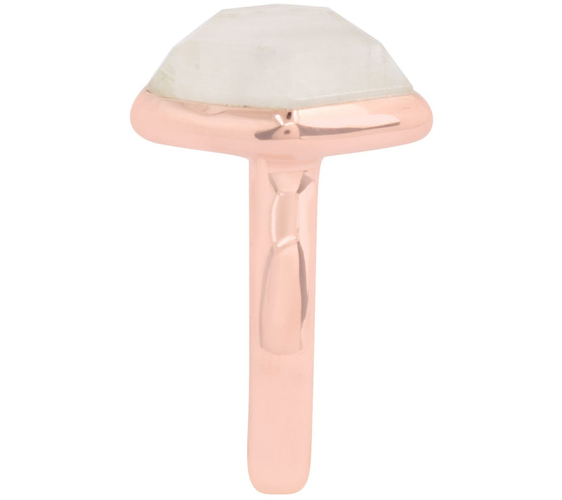 Affinity Gems 8.42 ct Hexagon Cut Rainbow Moonstone Ring, Rose — View 6