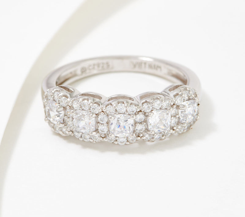 Diamonique Choice of Cut Halo Band Ring, Platinum-Clad — Main view