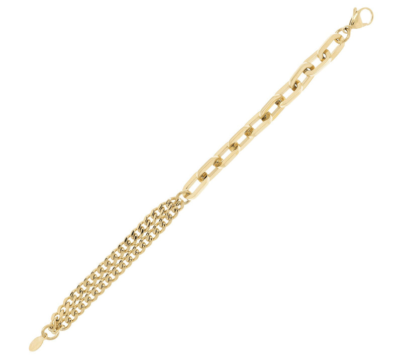 Steel by Design Paperclip and Double-Curb Linkracelet — View 8