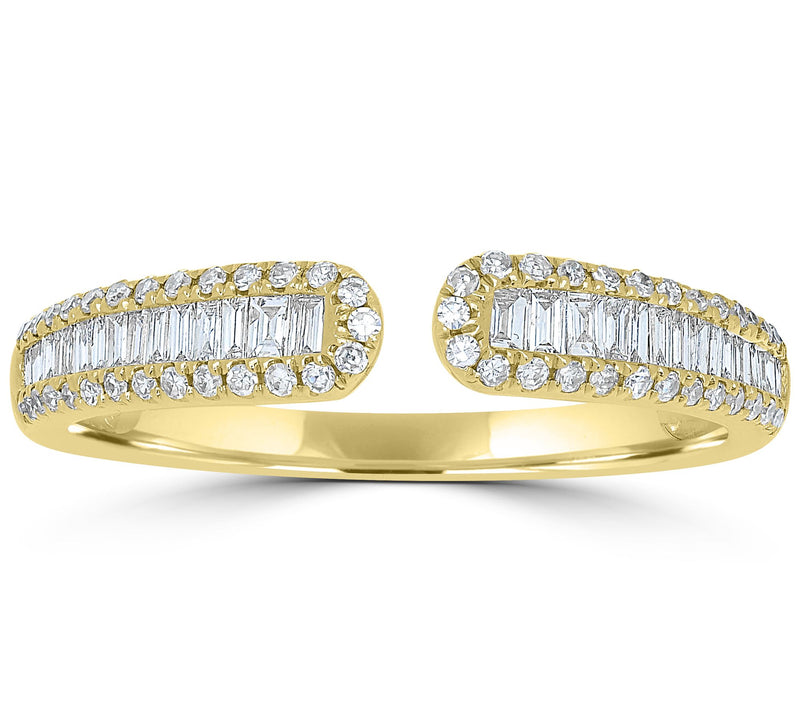 Affinity Diamonds 0.30 cttw Baguette Cuff Ring,14K Yellow Gold — View 3
